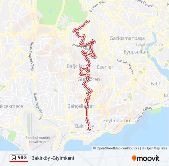 98G bus Line Map