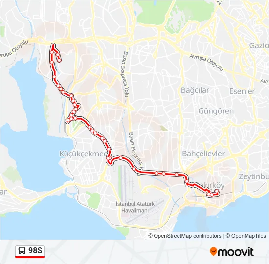 98S Bus Line Map