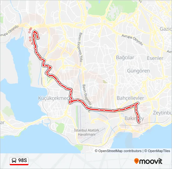 98S Bus Line Map