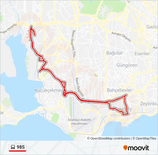 98S Bus Line Map