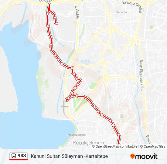 98S Bus Line Map