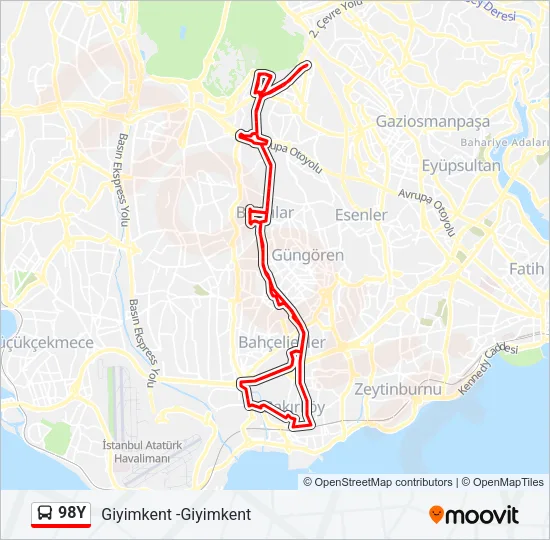98Y Bus Line Map