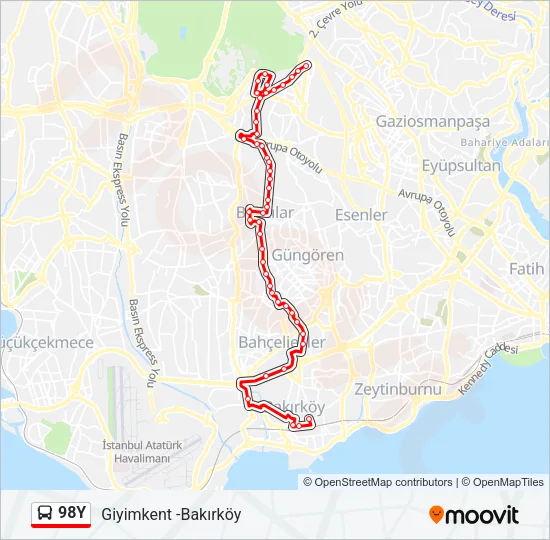 98Y Bus Line Map