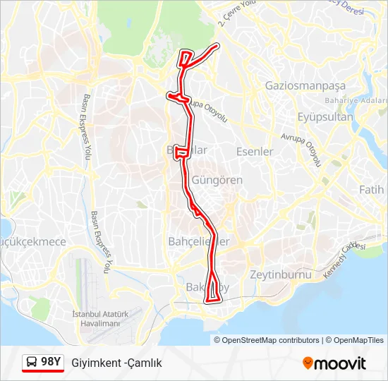 98Y Bus Line Map