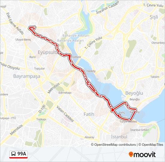 99A otobüs Hattı Haritası