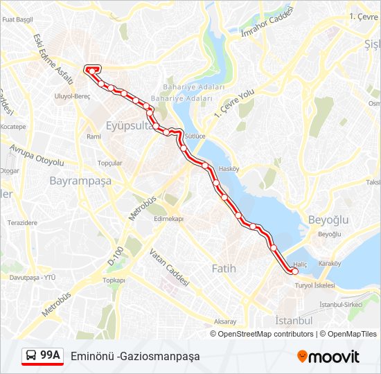 99A bus Line Map