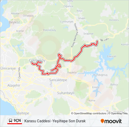 9ÇN Bus Line Map