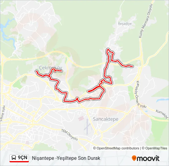 9ÇN Bus Line Map