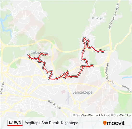 9ÇN Bus Line Map