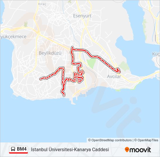 BM4 otobüs Hattı Haritası