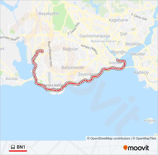 BN1 bus Line Map