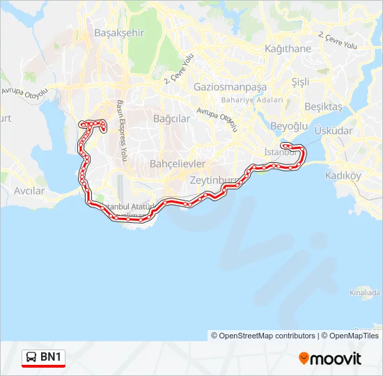 BN1 Bus Line Map
