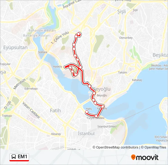 EM1 Bus Line Map