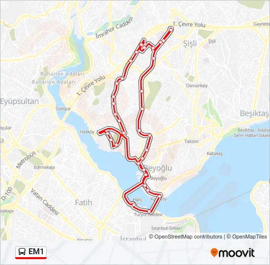 EM1 Bus Line Map