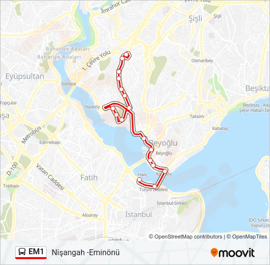 EM1 Bus Line Map