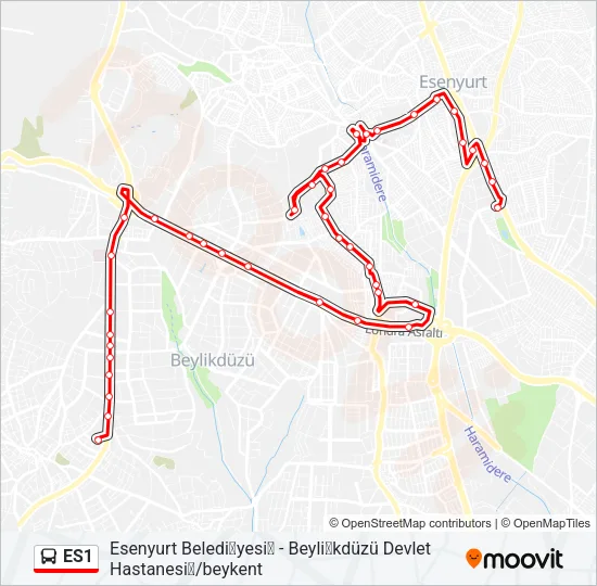 ES1 Bus Line Map