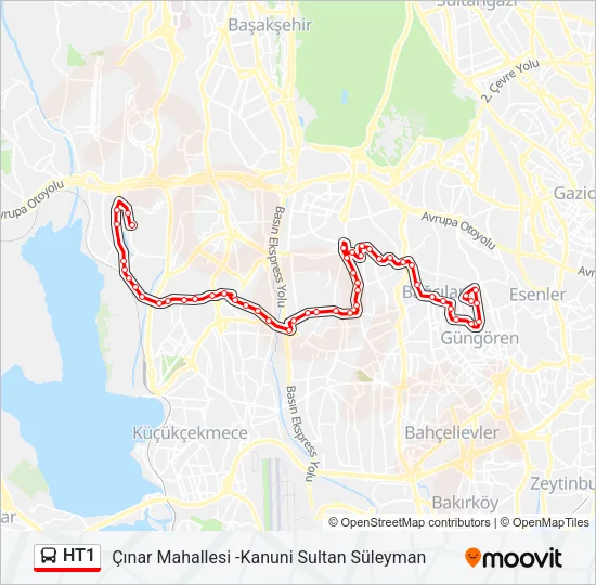 HT1 Bus Line Map