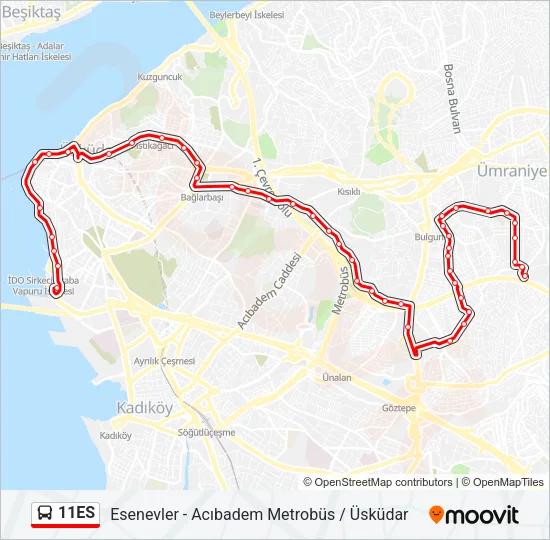 11ES Bus Line Map