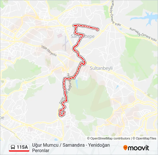 11SA Bus Line Map