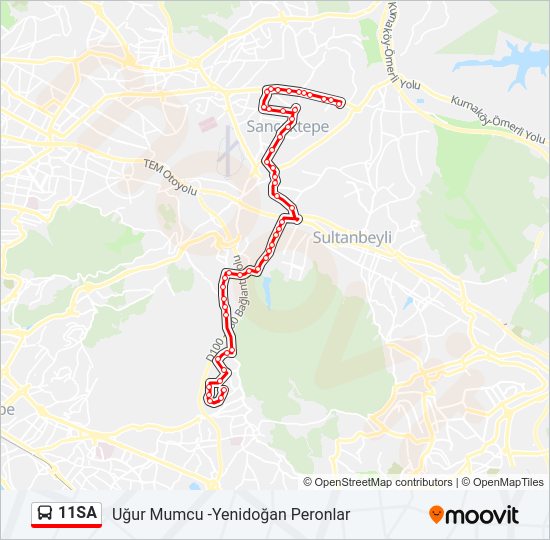 11SA bus Line Map