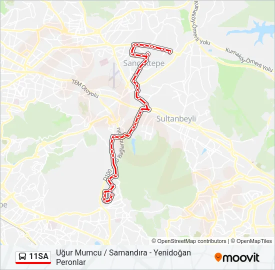 11SA Bus Line Map