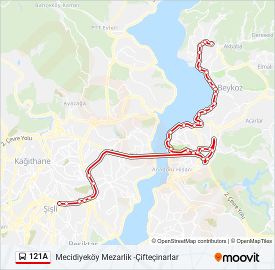 121A bus Line Map