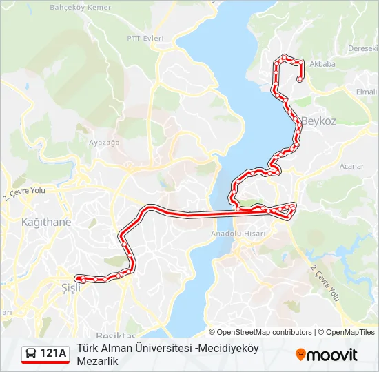 121A Bus Line Map