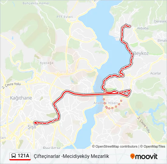 121A Bus Line Map