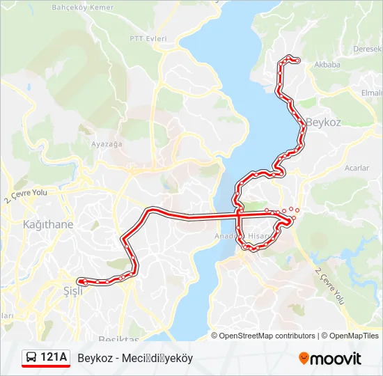 121A Bus Line Map
