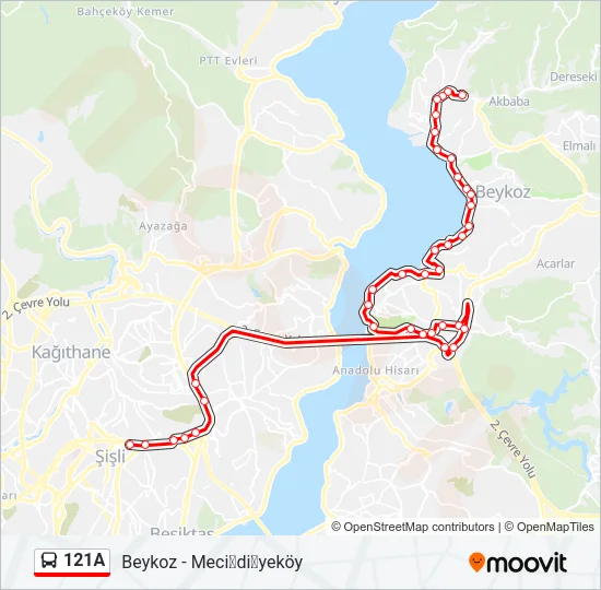 121A Bus Line Map