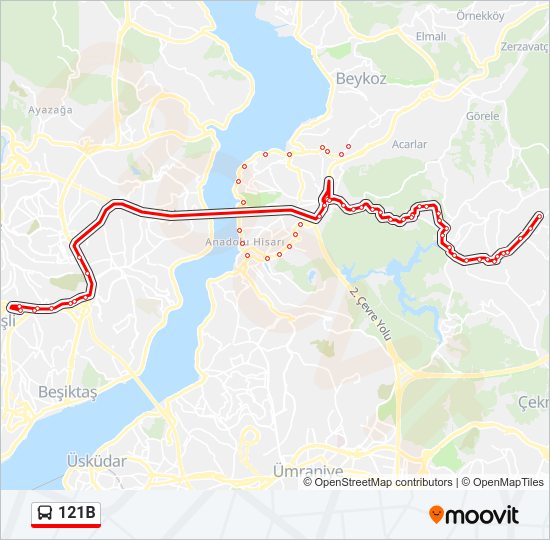 121B bus Line Map