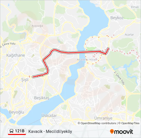121B Bus Line Map