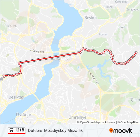 121B bus Line Map