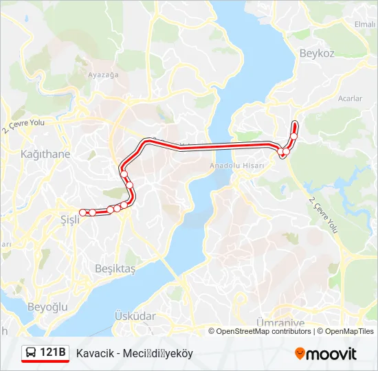 121B Bus Line Map