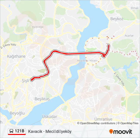 121B Bus Line Map