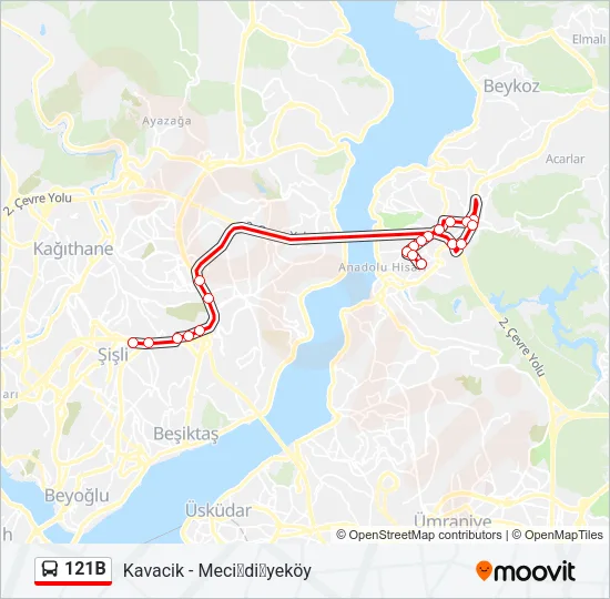 121B Bus Line Map