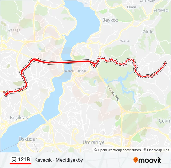 121B Bus Line Map