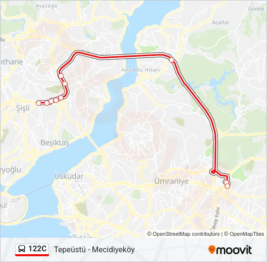 122C Bus Line Map