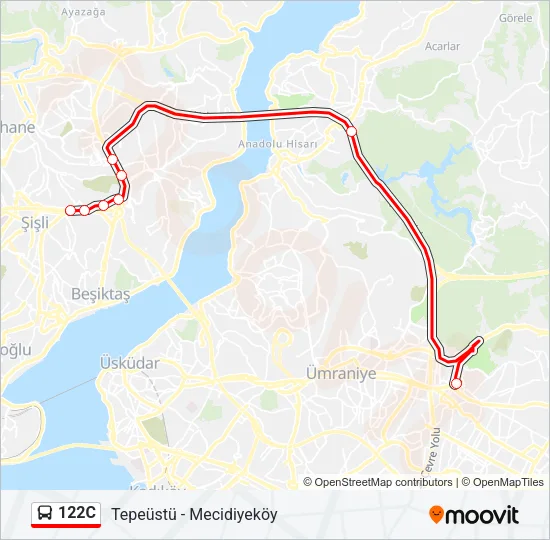 122C Bus Line Map