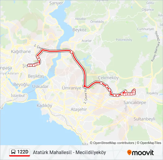 122D Bus Line Map