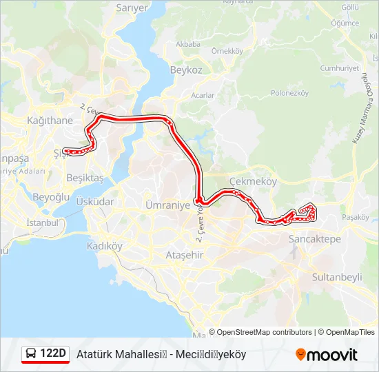 122D Bus Line Map