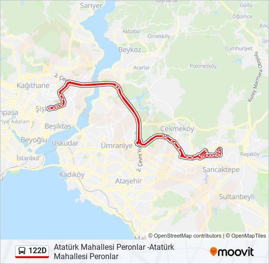 122D bus Line Map