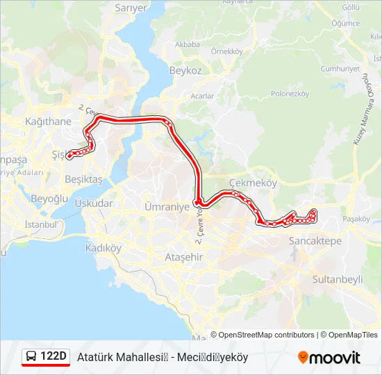 122D Bus Line Map