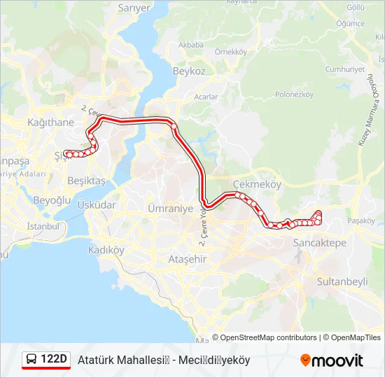 122D Bus Line Map