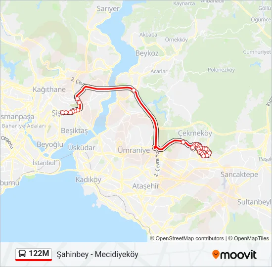 122M Bus Line Map