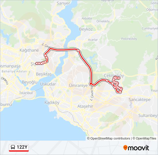 122Y otobüs Hattı Haritası