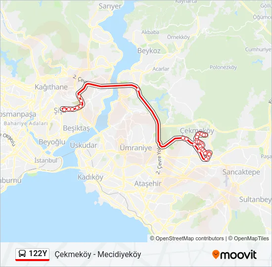 122Y Bus Line Map