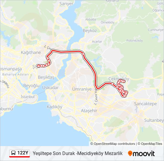 122Y bus Line Map