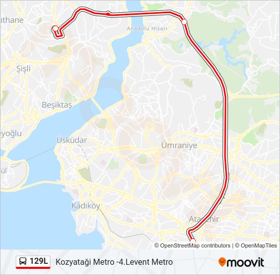 129L otobüs Hattı Haritası