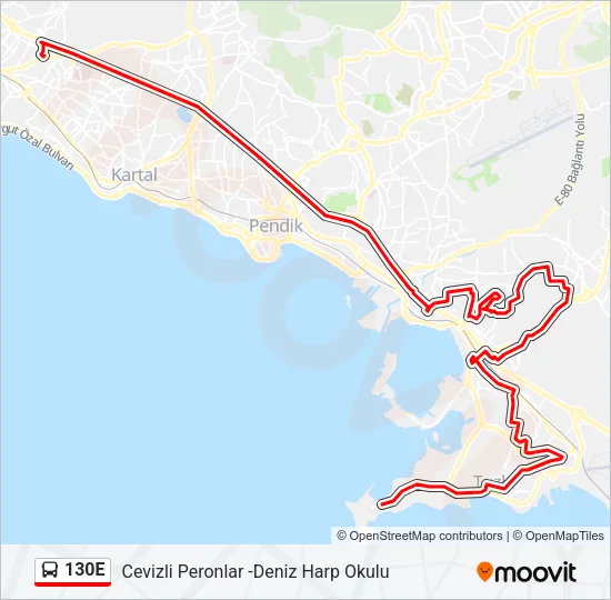 130E Bus Line Map